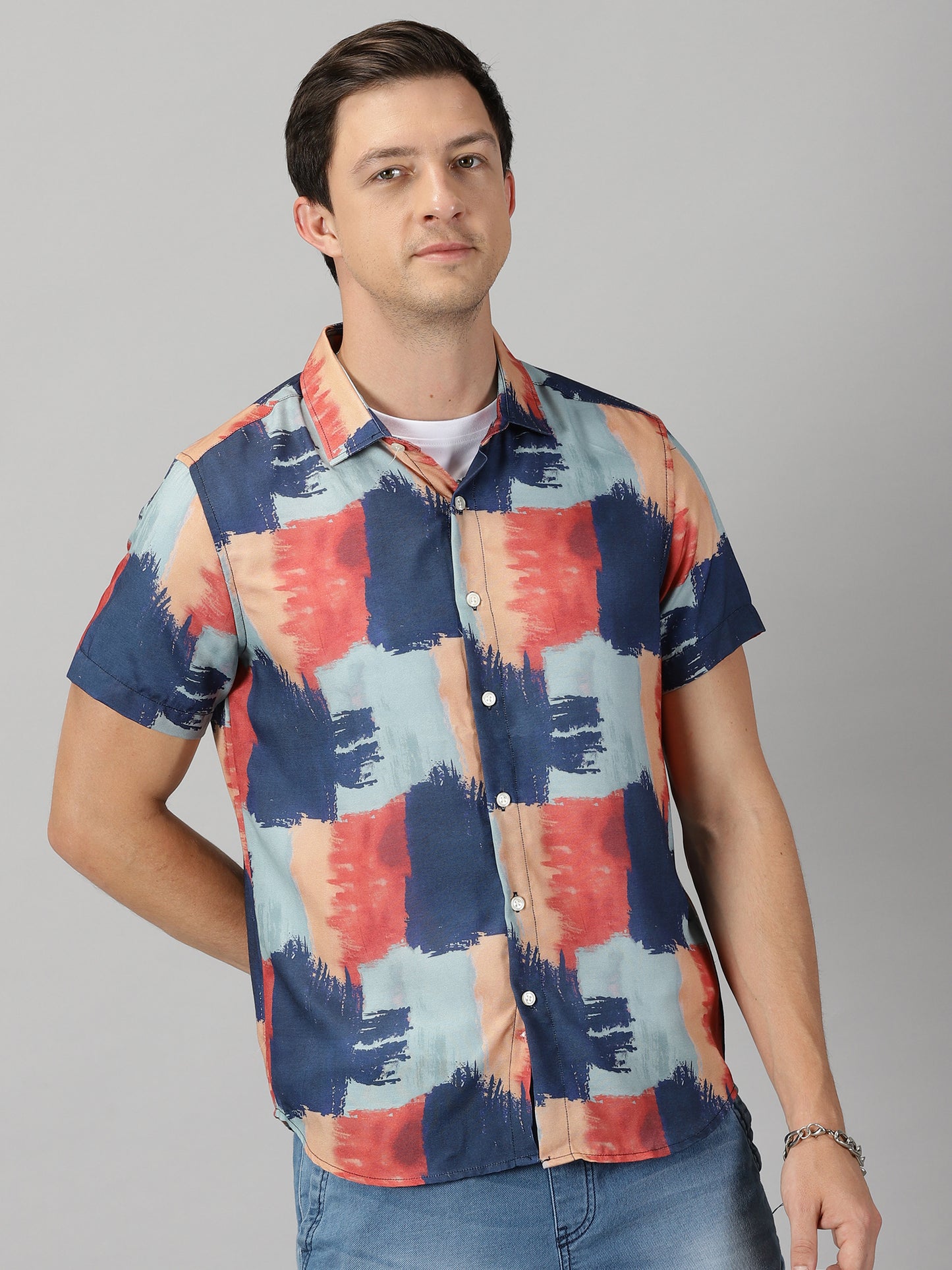 Abstract Brush Strokes Printed Shirt