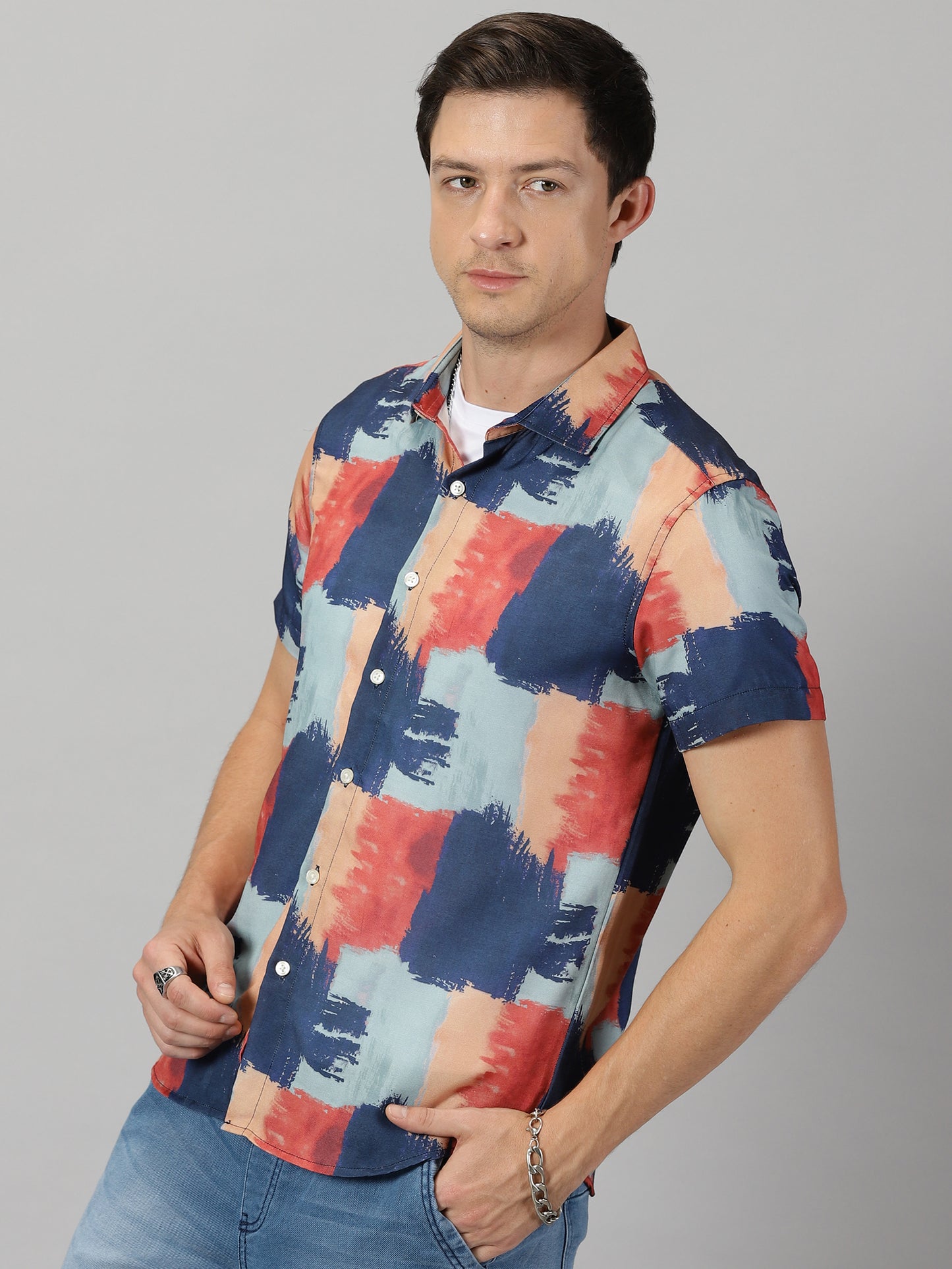 Abstract Brush Strokes Printed Shirt
