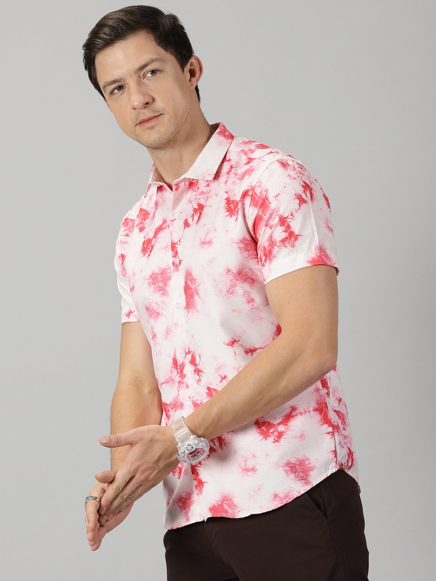 Whimsical Pink Tie & Dye Printed Shirt