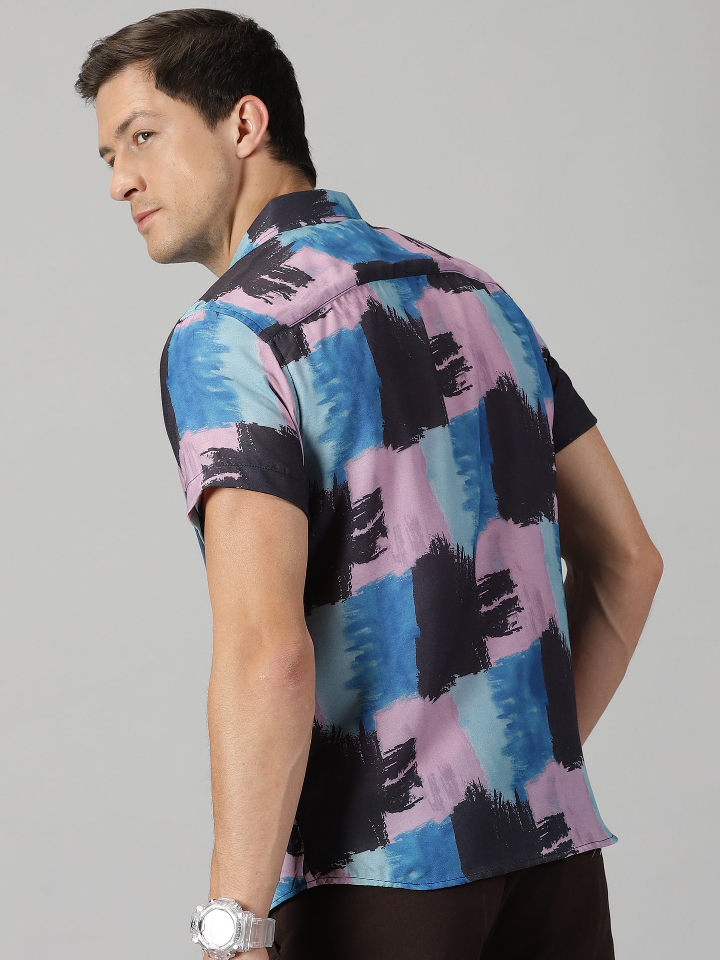Multicolored Brush Strokes Printed Shirt