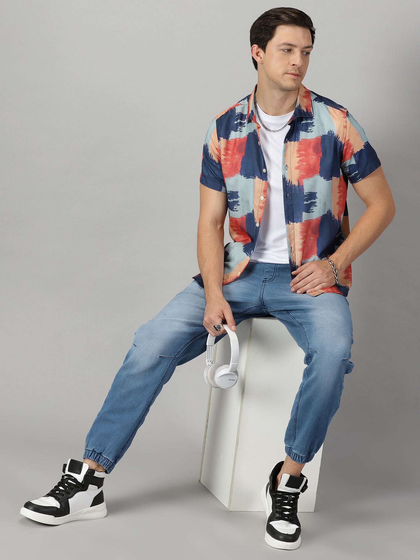 Abstract Brush Strokes Printed Shirt