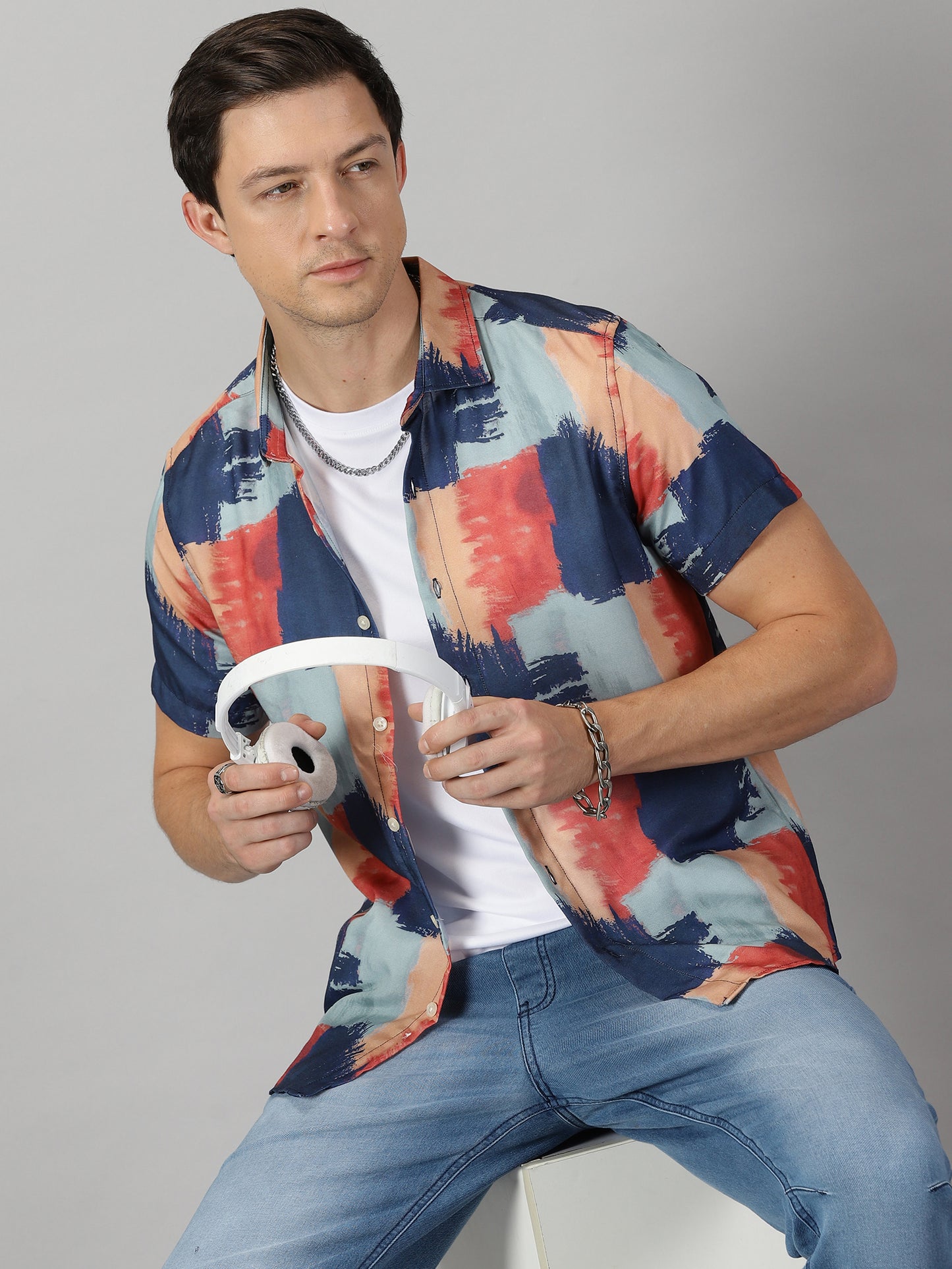 Abstract Brush Strokes Printed Shirt