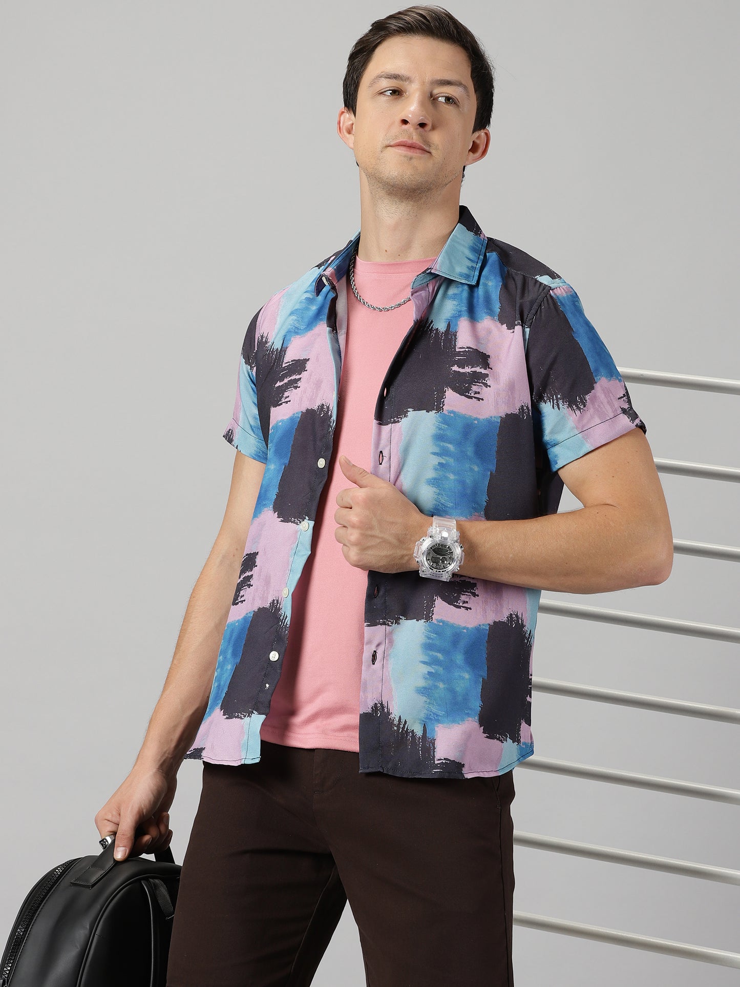 Multicolored Brush Strokes Printed Shirt