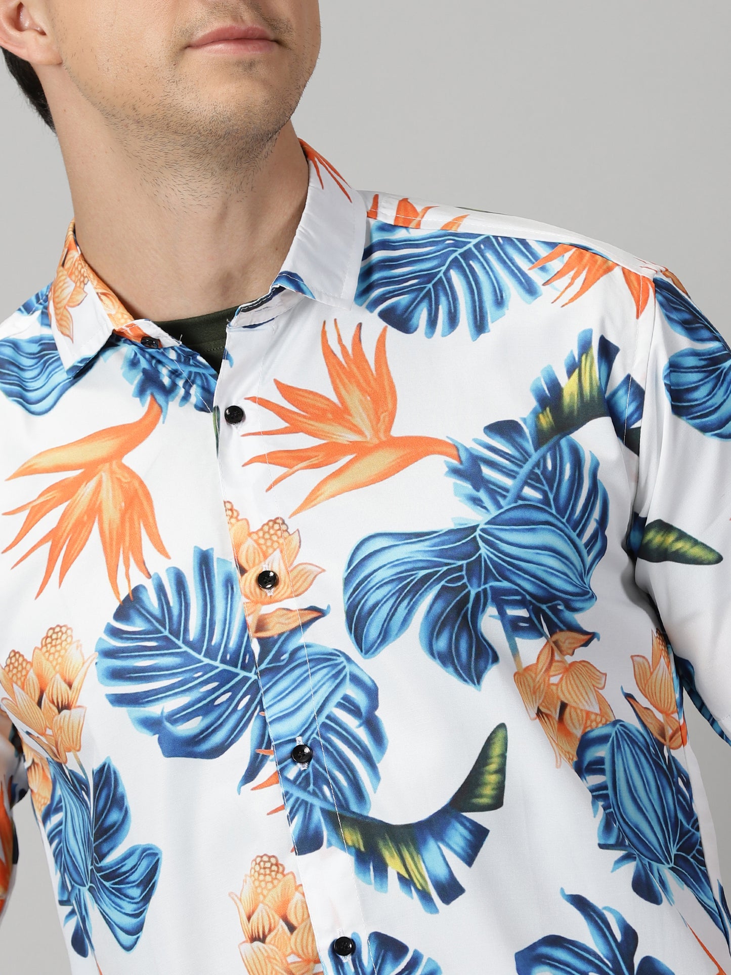 Nature's Palette Blue & Orange Printed Shirt