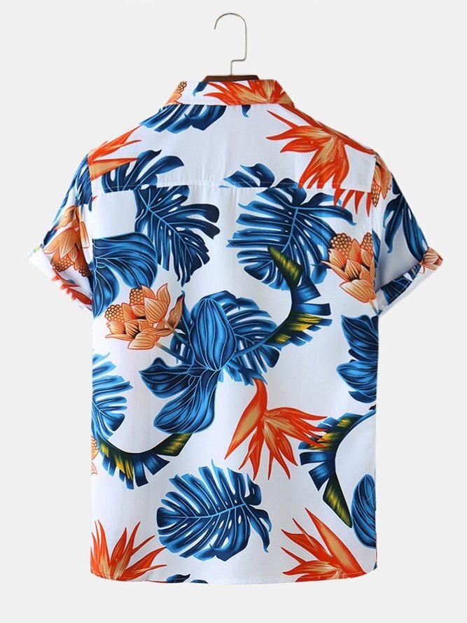 Nature's Palette Blue & Orange Printed Shirt