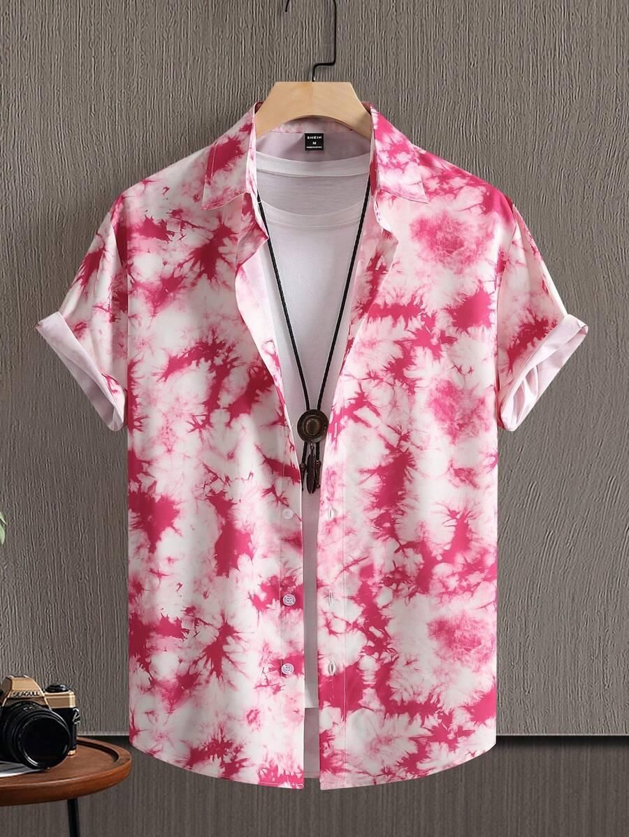 Whimsical Pink Tie & Dye Printed Shirt