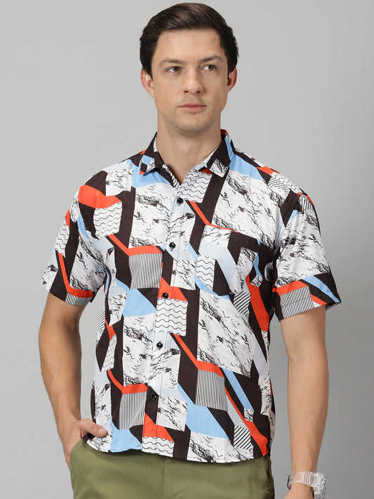 Abstract Red & Black Printed Shirt