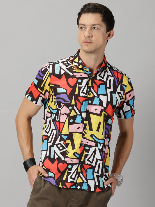 Abstract Multicolored Printed Shirt