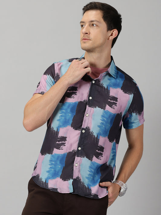 Multicolored Brush Strokes Printed Shirt