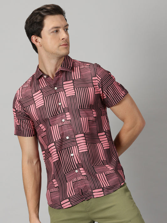 Red & Black Geometric Pattern Shirt