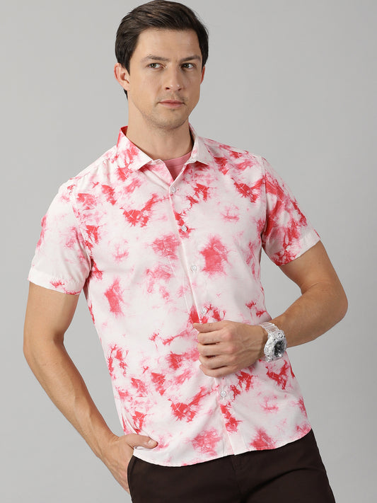 Whimsical Pink Tie & Dye Printed Shirt