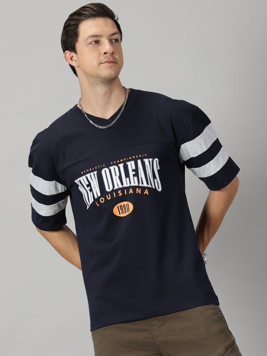 City Skyline Navy Blue Oversized T-Shirt