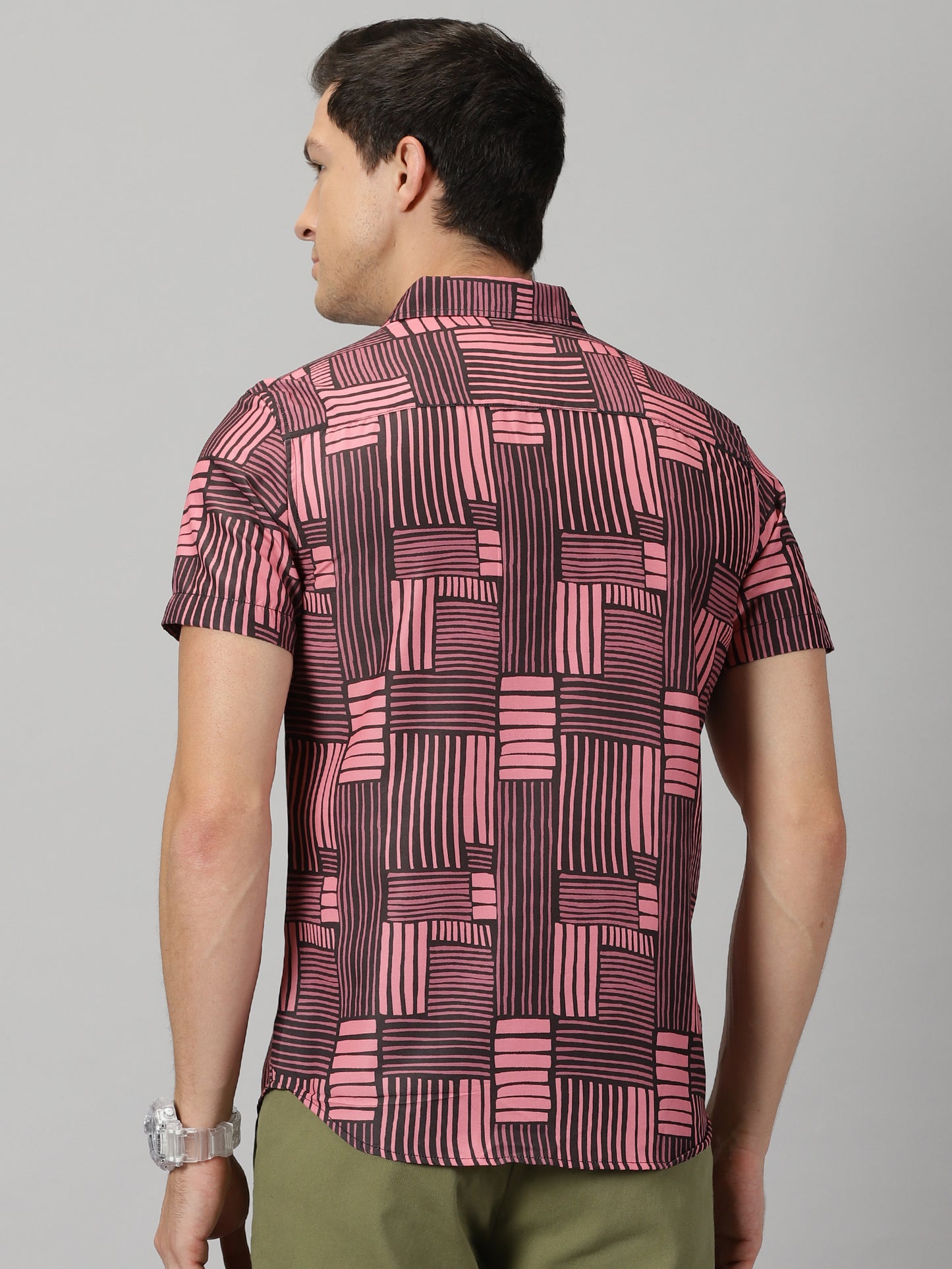 Red & Black Geometric Pattern Shirt