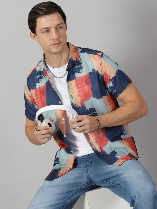 Abstract Brush Strokes Printed Shirt
