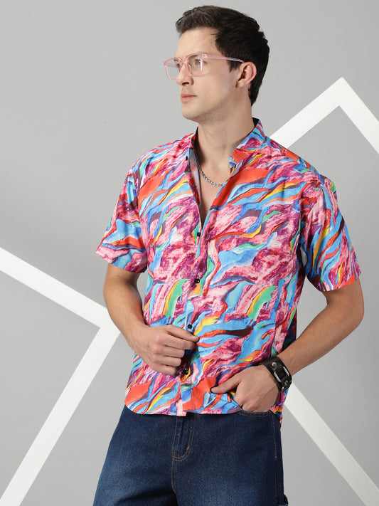 Vibrant Marble Multicolored Printed Shirt