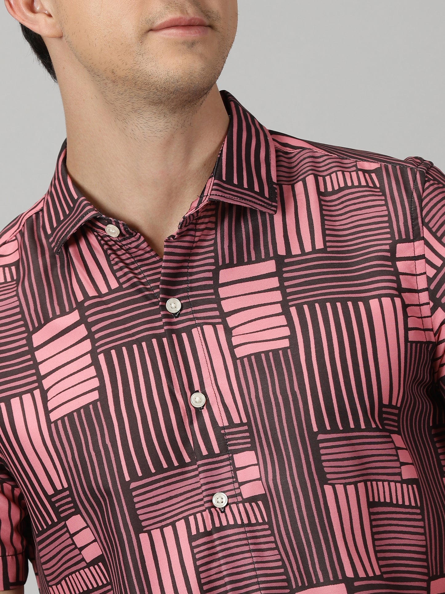 Red & Black Geometric Pattern Shirt