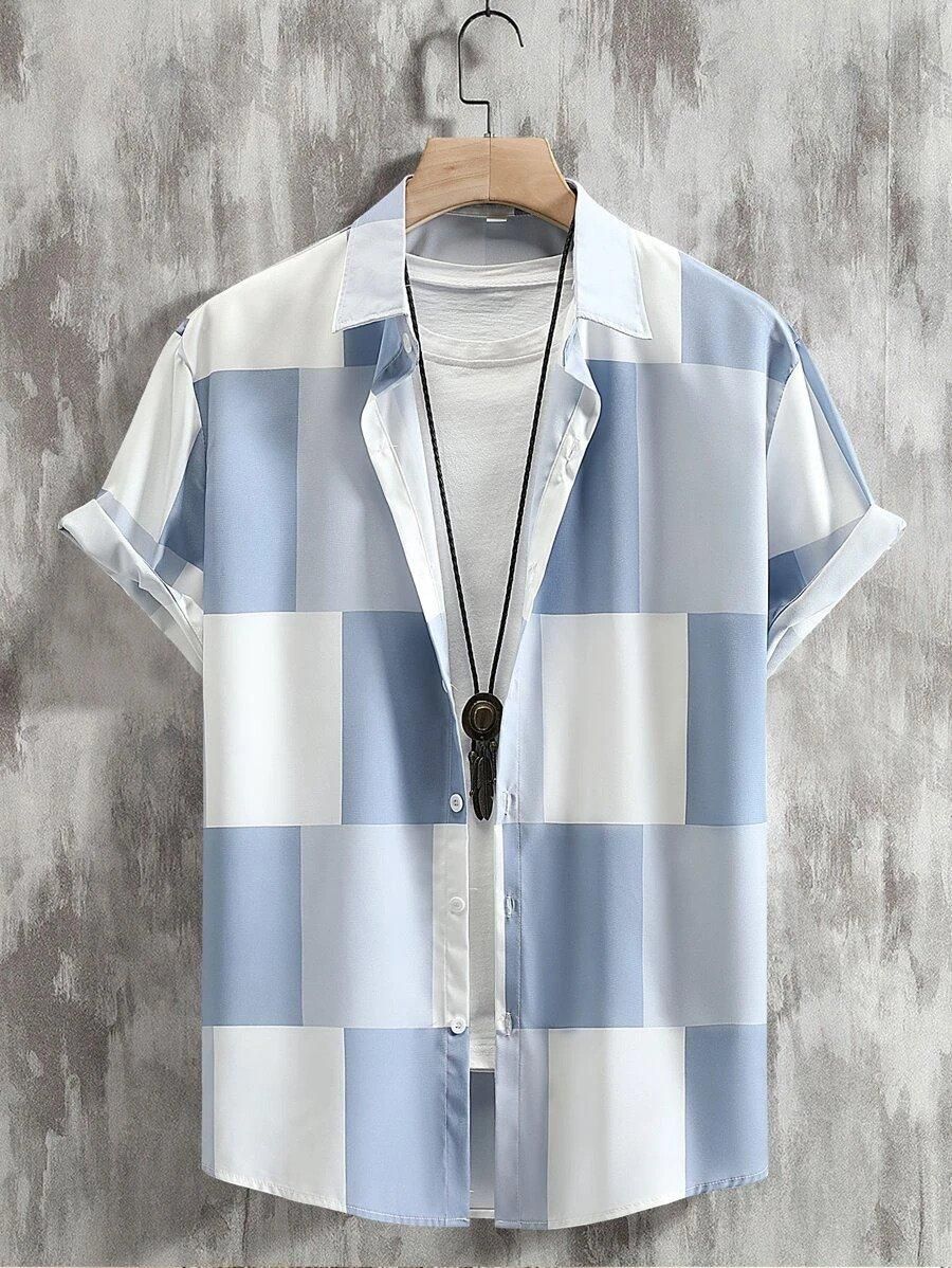 Classic Checkmate White & Blue Printed Shirt